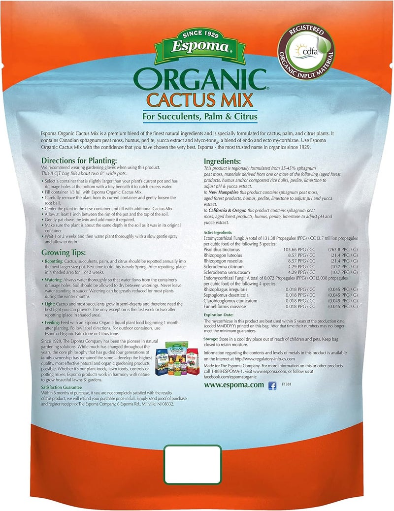 Espoma Organic Cactus Potting Soil Mix - Natural & Organic Soil for Cactus, Succulent, Palm, and Citrus - 4 Quart - Image 2